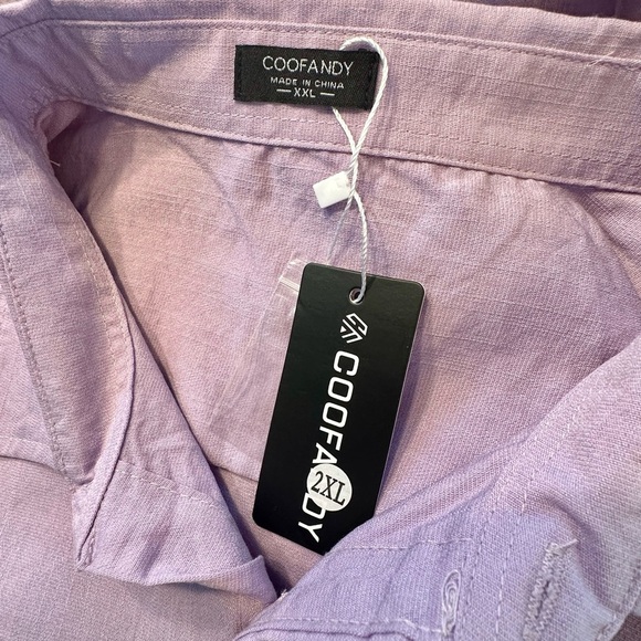 Men’s Coofandy Purple Casual Button Down Shirt - Size 2XL - NWT - Picture 5 of 5
